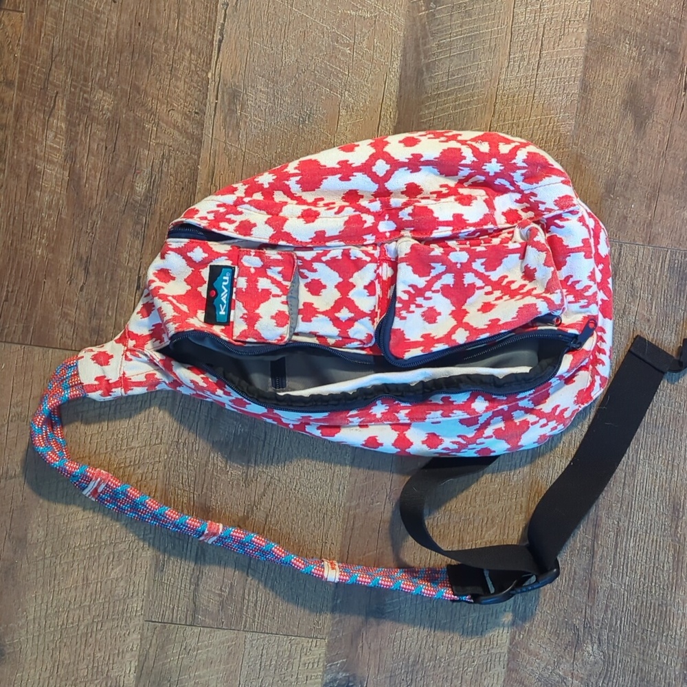KAVU Red and Cream Patterned Sling Bag